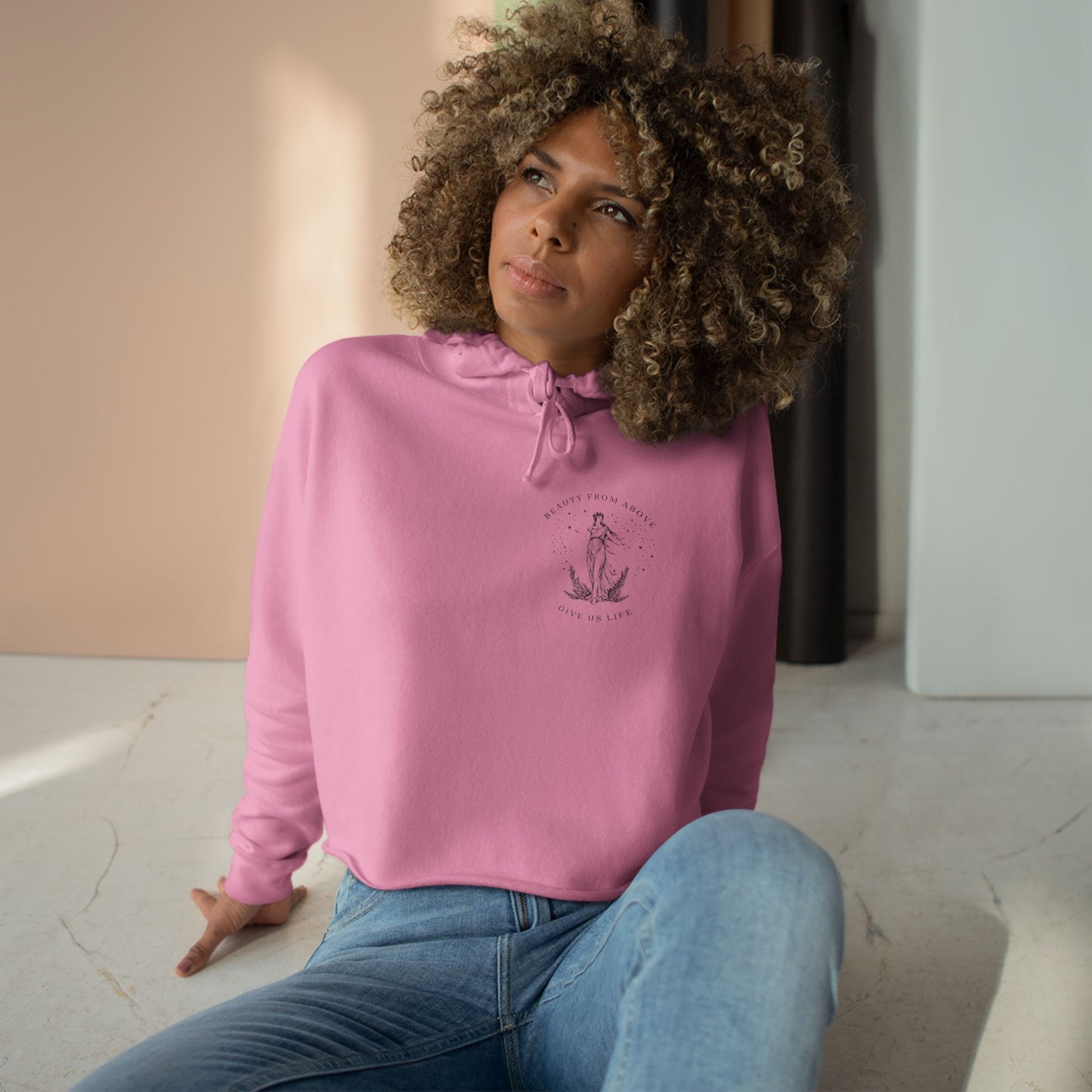 Eco-Friendly Crop Hoodie - 'Beauty From Above' Graphic