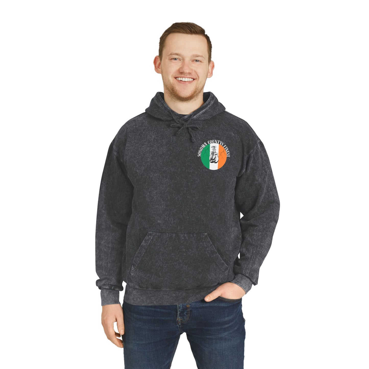 Unisex Mineral Wash Hoodie - Sonoma County's Finest with Irish Colors