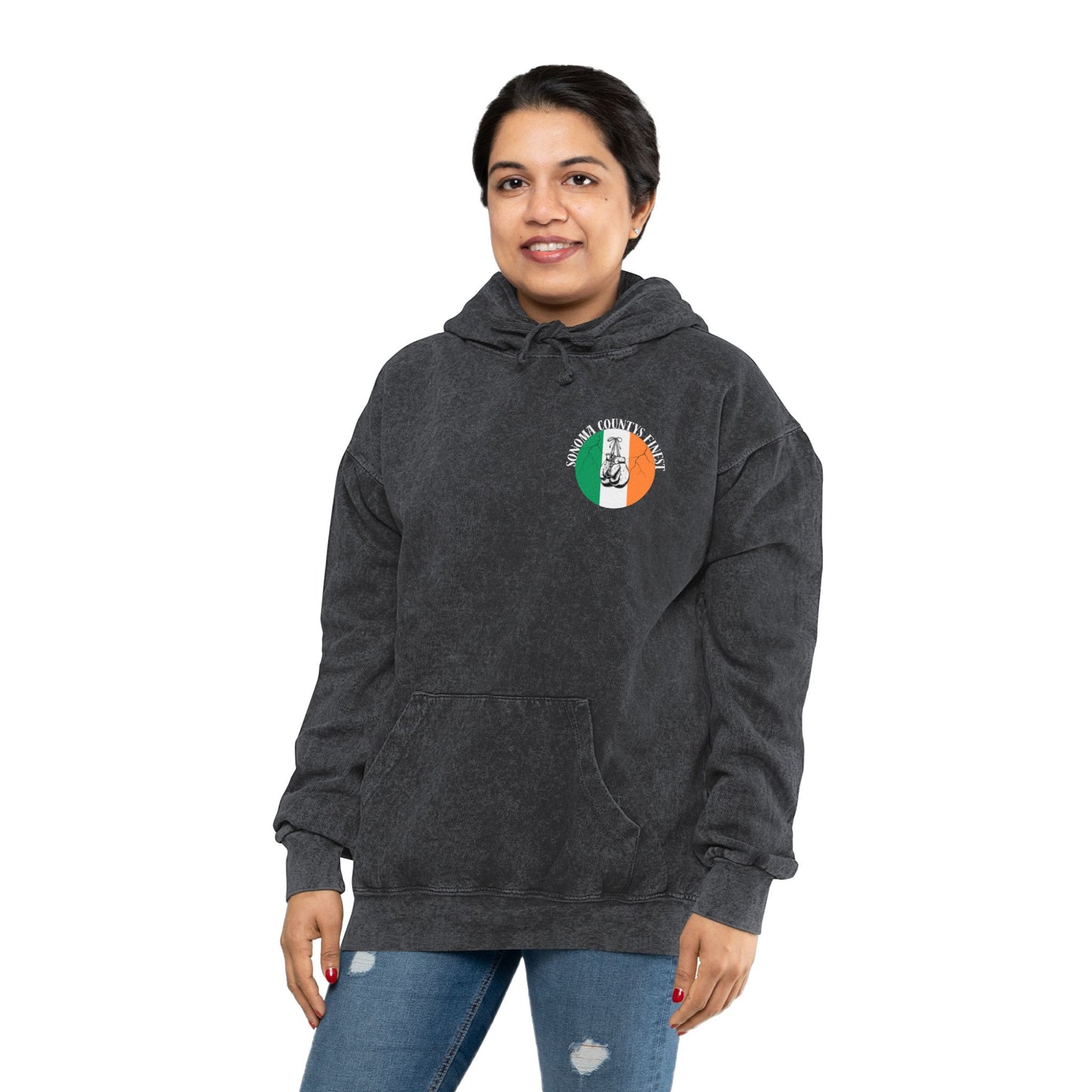 Unisex Mineral Wash Hoodie - Sonoma County's Finest with Irish Colors