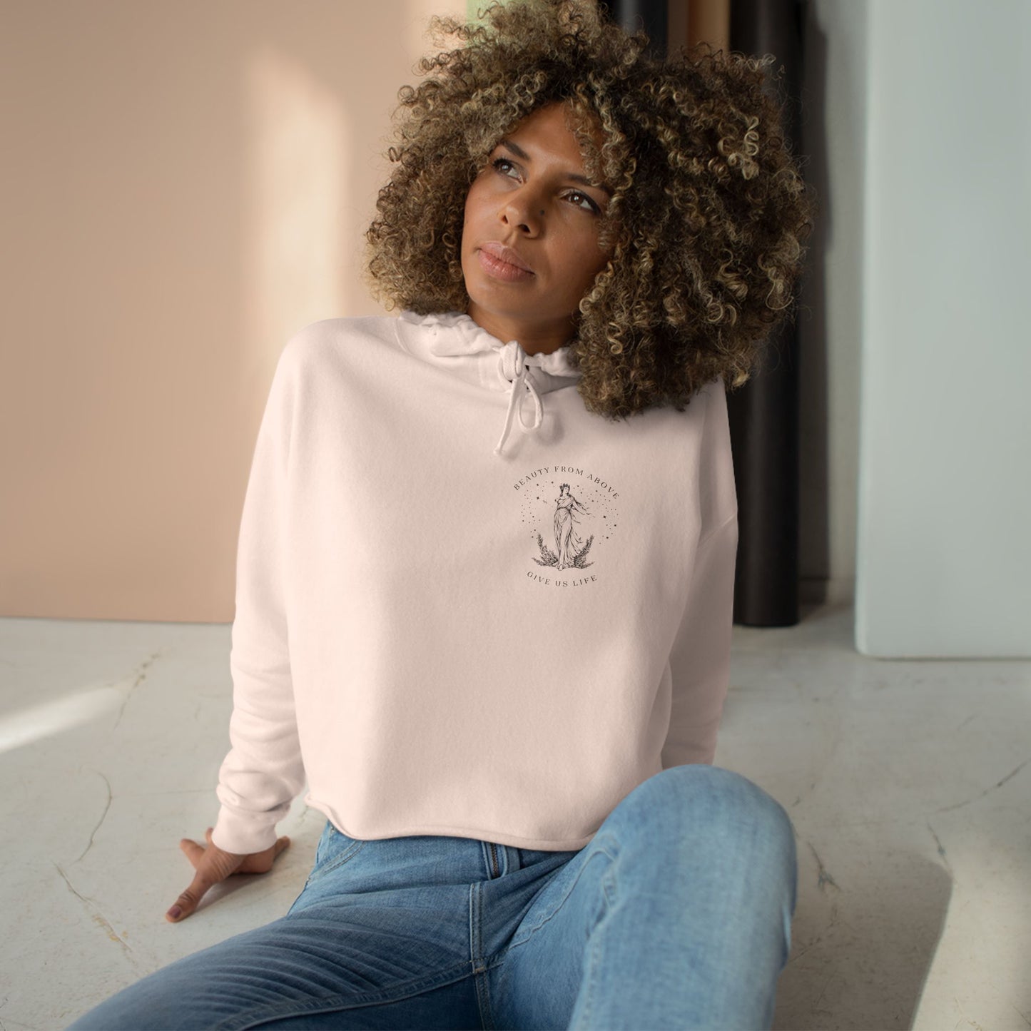 Eco-Friendly Crop Hoodie - 'Beauty From Above' Graphic