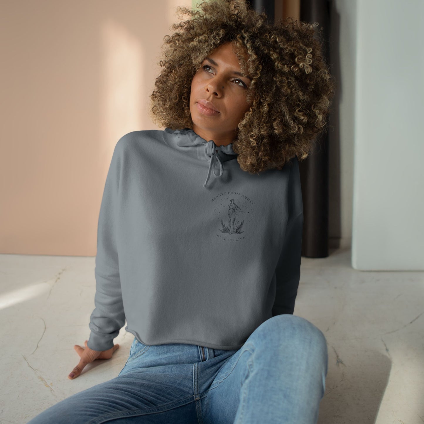 Eco-Friendly Crop Hoodie - 'Beauty From Above' Graphic