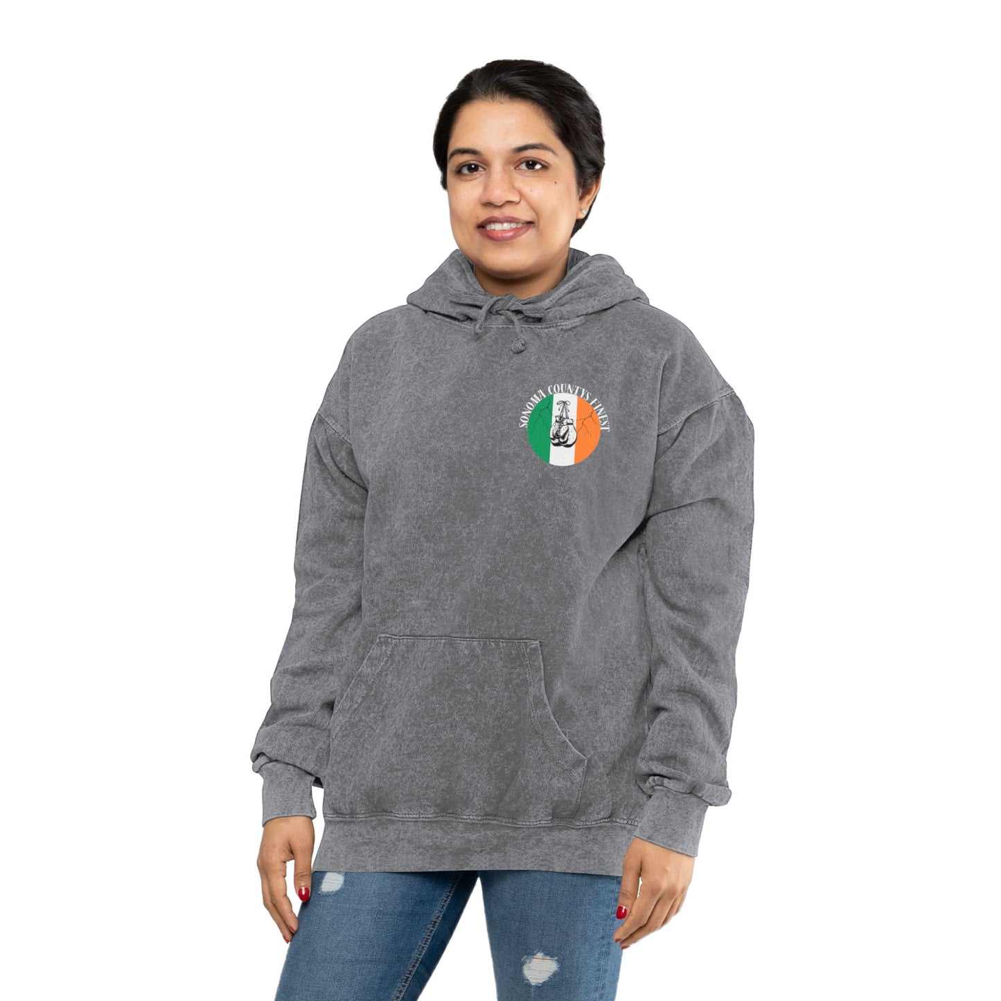 Unisex Mineral Wash Hoodie - Sonoma County's Finest with Irish Colors