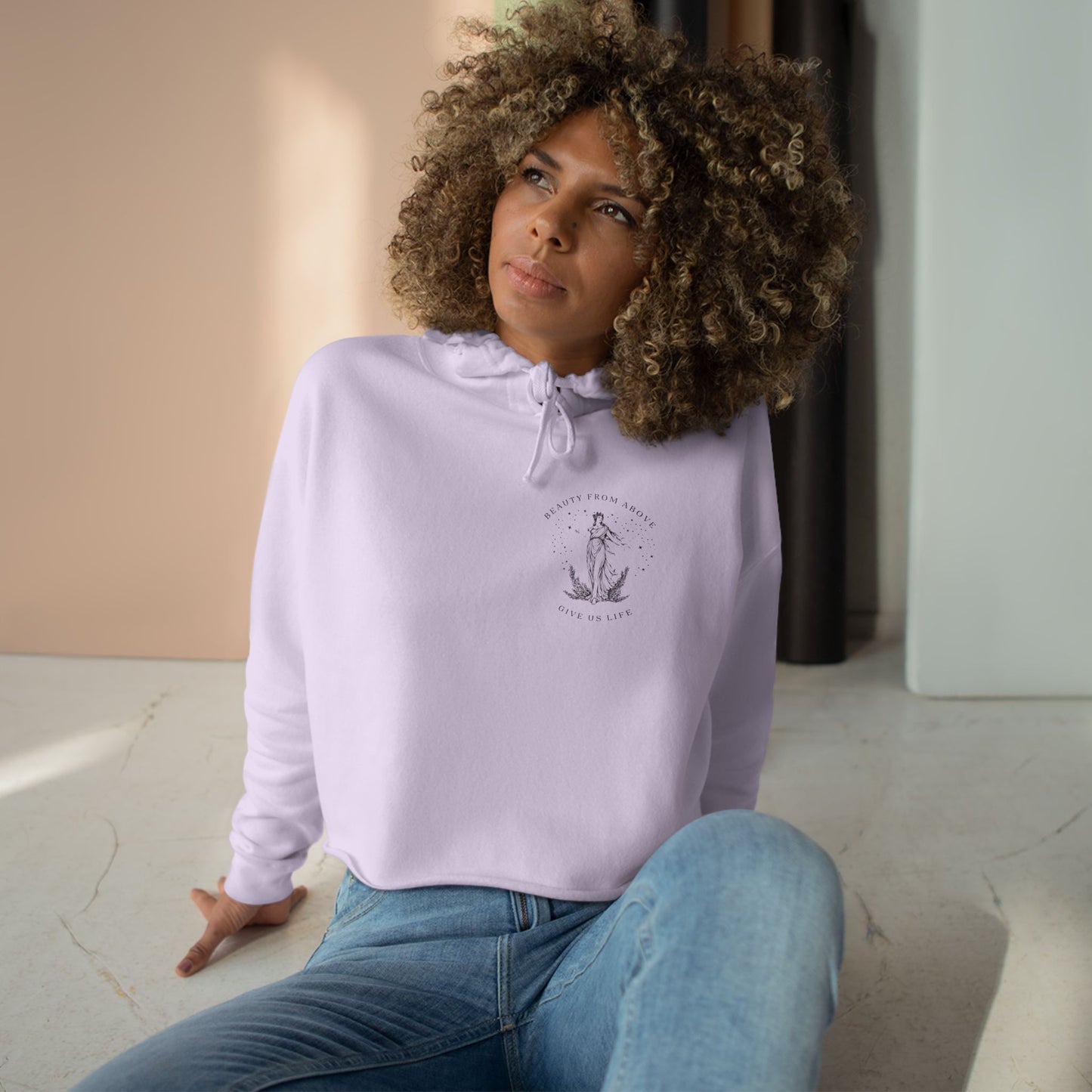 Eco-Friendly Crop Hoodie - 'Beauty From Above' Graphic