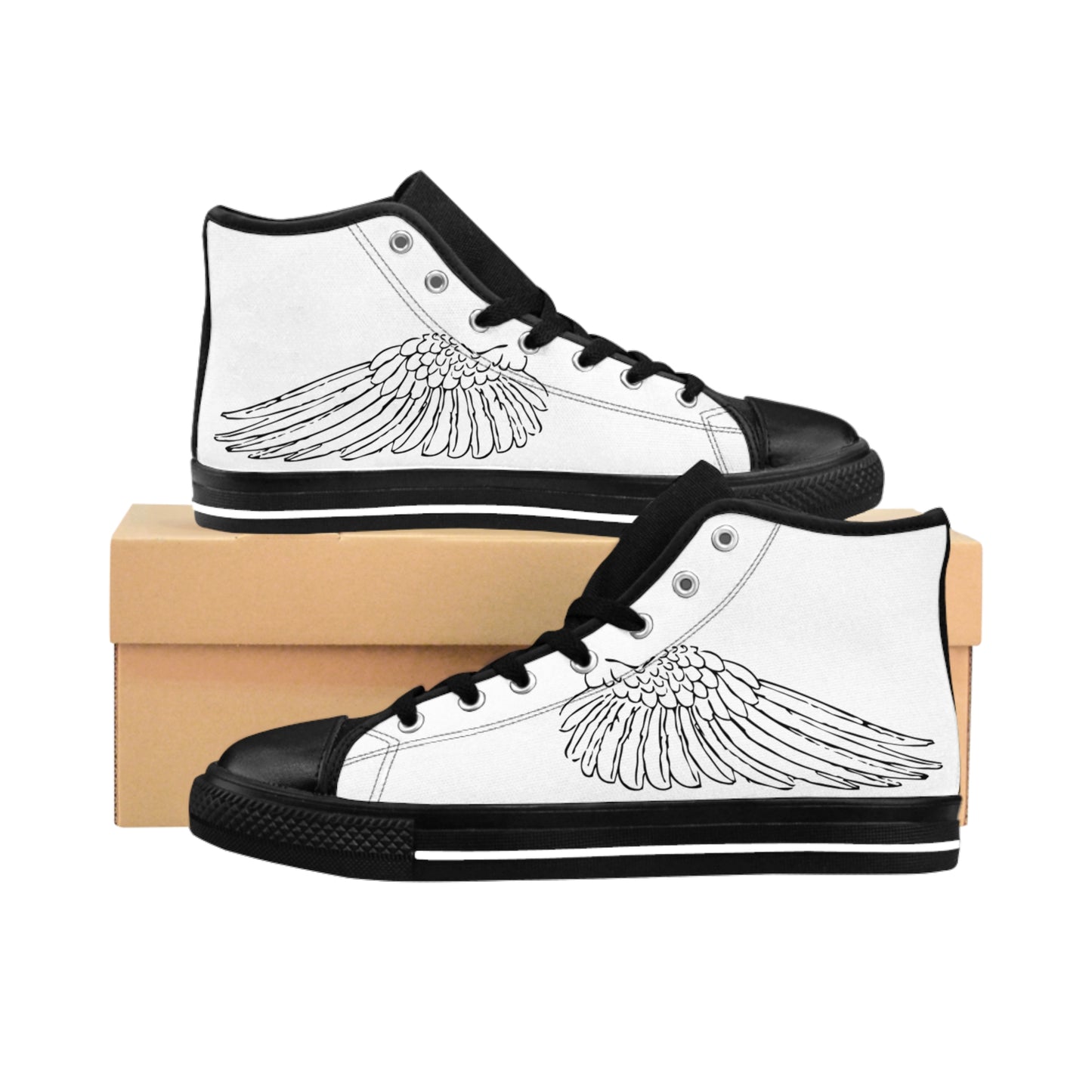 Men's Classic Sneakers with Wing Design - Stylish High-Top Shoes for Casual Wear