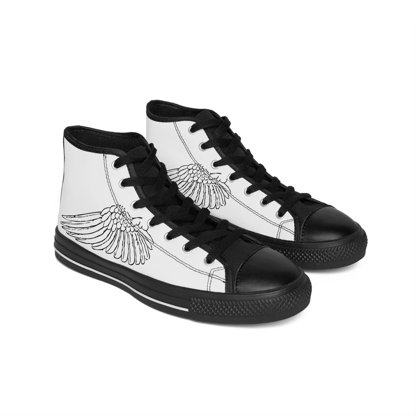 Men's Classic Sneakers with Wing Design - Stylish High-Top Shoes for Casual Wear