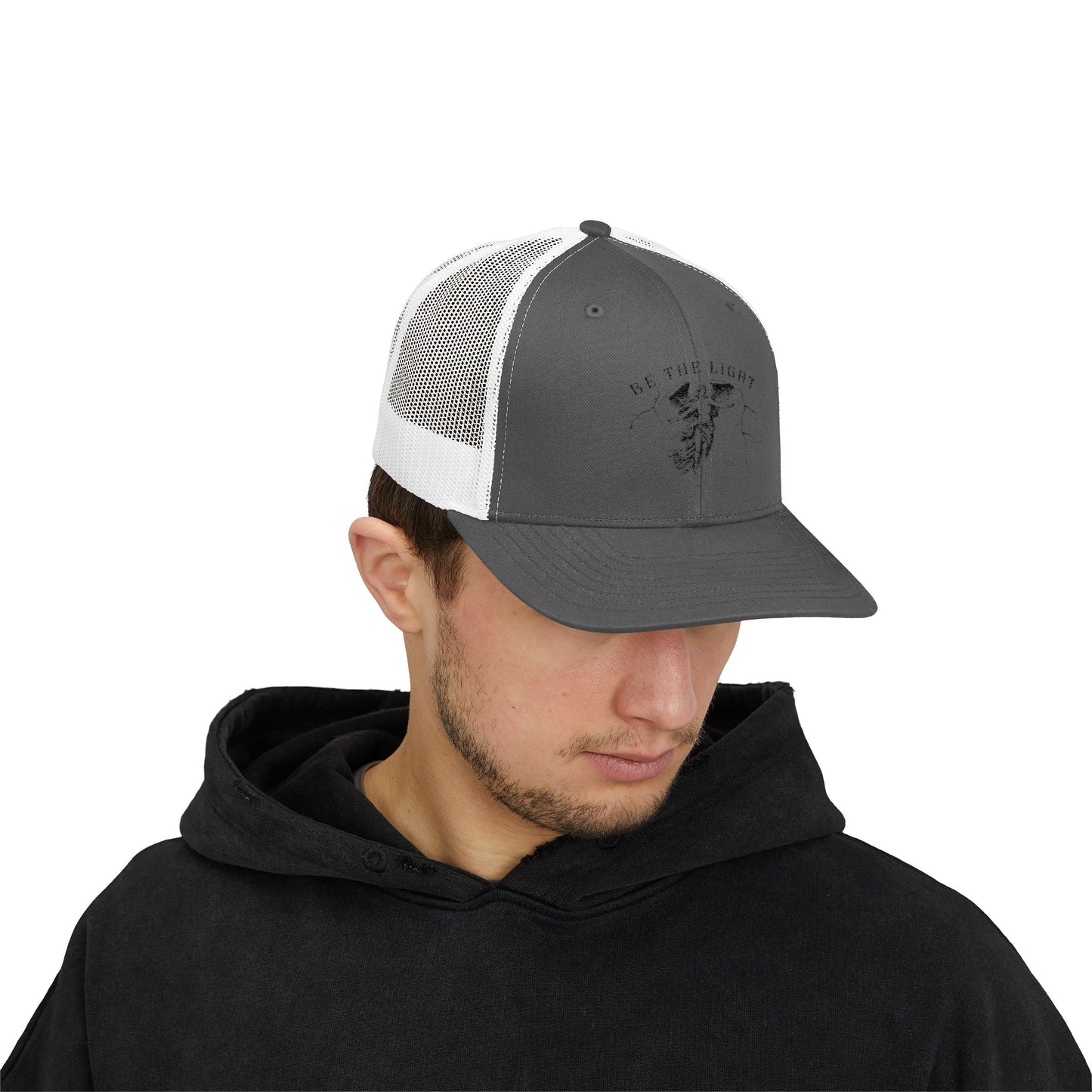 Be The Light Snapback Trucker Cap - Inspirational White Cap for Daily Wear