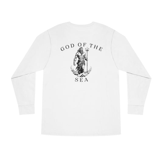 God of the Sea Long Sleeve Crewneck Tee - Nautical Themed Apparel