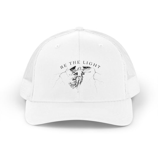 Be The Light Snapback Trucker Cap - Inspirational White Cap for Daily Wear